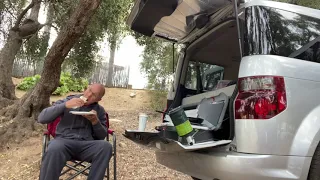 Camping in a Honda Element with cool modifications
