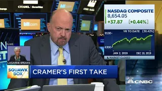 Jim Cramer reacts to Steve Bannon praising Cramer for saying the trade deal is non partisan