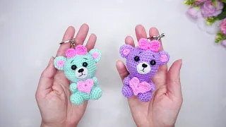 Charming 🌸💜 How to crochet a keychain / MINI amigurumi bear🌸