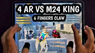 M24 KING VS 4 AR PLAYERS 😱 6 FINGERS CLAW IPAD PRO 90 FPS HANDCAM GAMEPLAY