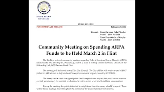 031922-COMMUNITY MEETING,   Regarding Spending of American Rescue Plan Act ARPA Funds.