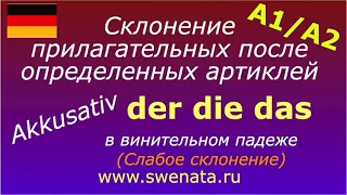 Слабое склонение прилагательных в немецком языке А1/А2 в упражнениях