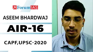 Aseem Bhardwaj, AIR - 16, CAPF (UPSC 2020), Mock Interview