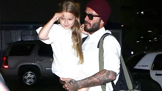 David Beckham Carries Daughter Harper Through LAX