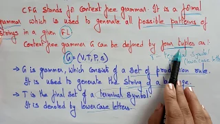 context free grammer | Introduction | TOC | Lec-48 | Bhanu Priya