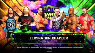 Styles + Zayn + Nakamura + Theory + Lashley + LA Knight | Elimination Chamber Match | WWE 2K23 | 4K