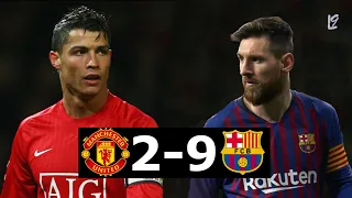 Barcelona vs Manchester United 9-2 - All Matches & Goals (2008-2021)