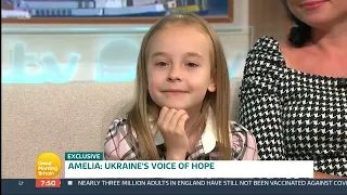 Young Ukrainian girl Amelia Anisovych and her Mother on Good Morning Britain - 13th July 2022