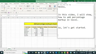 Add percentage markup in Excel