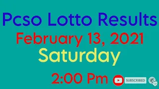 Pcso Lotto results February 13, 2021 2:00 Pm l 2D lotto l 3D lotto