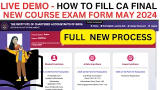 live Demo :- How to Fill CA Final May 2024 Exam Form | How to Fill CA Exam Form May 2024 | ICAI EXAM