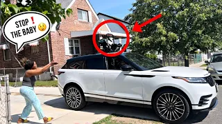 DRIVING OFF WITH THE BABY ON TOP OF THE CAR PRANK (ON MY MOM)