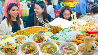 Cambodian Best Street Food - Rice Noodles, Beef Noodle Soup, Spring Roll, Pork Skewers, Snacks