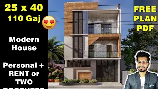 25x40 Modern House  of 110 Gaj for Personal + RENT OR TWO BROTHERS || DV Studio