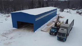 Погрузка на пилораме и доставка на участок домокомплекта