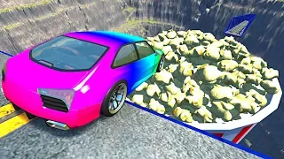 Beamng drive - Open Bridge Crashes over Giant Popcorn Bucket #8