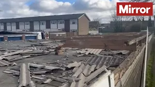 Dramatic footage shows damage across UK from Storm Eunice