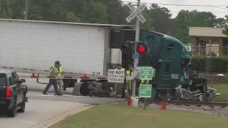 Truck versus train outside Club Car in Columbia County