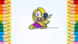 Coloring Pages Disney Tangled Funny Rapunzel  | Coloring Book Page and Drawing Learn Colors For Kids