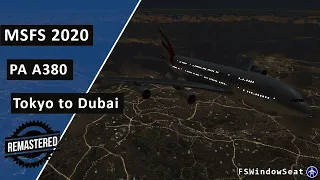 Flight Simulator 2020 A380 Emirates 9441 Tokyo to Dubai Night Flight Wing View v2