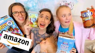 TESTING WEIRD AMAZON FOOD (with Jojo Siwa & Rachel)