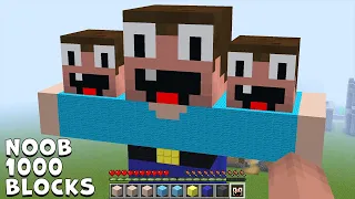 What IF you SPAWN a NOOB GOLEM with THREE HEADS of 1000 BLOCKS in MINECRAFT ? INCREDIBLY HUGE GOLEM
