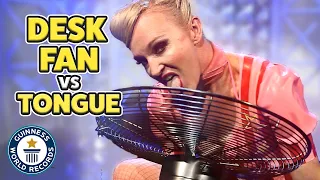 Stopping FANS with the TONGUE! - Guinness World Records