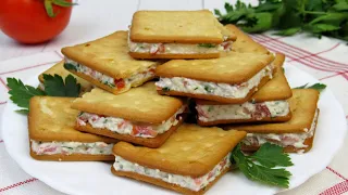 Сырная закуска на крекерах ☆ Вкусная закуска на праздничный стол, и не только! ☆ Быстро и вкусно