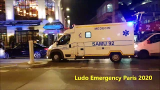 France, Ambulances SAMU en urgence avec Sirène américaine Ambulances responding with air Horn