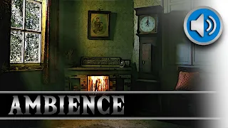 Creepy Victorian Sitting Room Ambience - Fireplace Grandfather Clock & Wind Sounds For Halloween