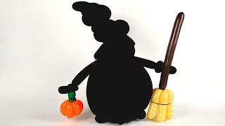 Pumpkin and broom of balloons. Halloween