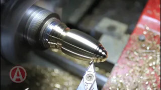 CNC Lathe cutting brass chess Knight blank