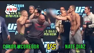 McGregor flinched at Face-offs | Diaz Gave him the finger | UFC196 weigh-ins