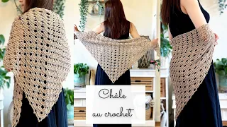 Comment faire un Châle facile au crochet 🧶 Léger et Doux ✨ Grand Modèle Débutant 🧶Tuto ⭐️ Chèche