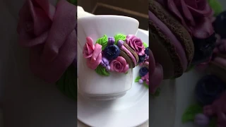 Polymer clay floral decorated cup ☕️