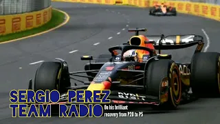 Sergio Perez's team radio on his brilliant recovery at the #austaliangp #f1