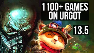 URGOT vs TEEMO (TOP) | 1100+ games, 7/1/2, Dominating, Rank 11 Urgot | KR Master | 13.5