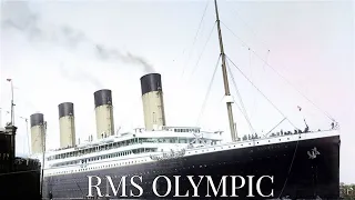 The White Star Line RMS Olympic 1911-1935 Ocean Liner, in New York Harbor, United States, 1934.