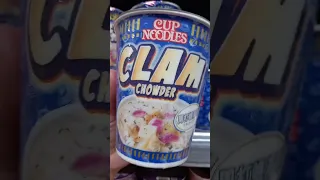 🦪🍜satisfying clam chowder flavored😋nissin cup noodles #asmr #foods #noodles #satisfying #shorts