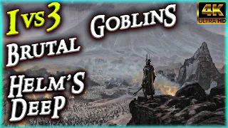 Battle for Middle Earth 2 - 1vs3 Brutal Helm's deep! with Goblins! HD Edition - 4K