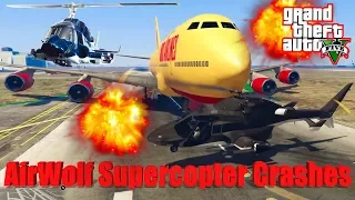 GTA V: AirWolf Supercopter Best Extreme Longer Crash Compilation (60 FPS)