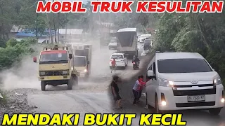 Trucks Have Difficulty Climbing the Small Hill of Batu Jomba Sipirok