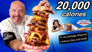 4 Pro Eaters VS - 20,000 calorie Heart Attack Grill Octuple Bypass Burger