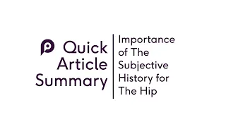The Subjective History is More Important Than Objective Tests for The Hip (in some cases) #Short