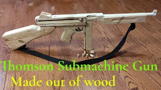 How to make wooden Thomson m1a1 submachine gun with magazine that shoots