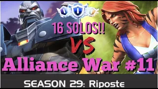 MCOC - Alliance War - Season 29 - War #11 - 16 Solos!! - Apocalypse VS Tigra + Another Boss Solo!!