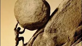 Man pushing boulder meme (Sisyphus)