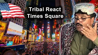 Tribal People React to [4K] WALK Times Square NEW YORK City USA