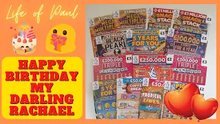 Happy Birthday Rachael. £51 mix of scratch cards for you to enjoy on your special day.