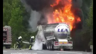 Fire truck.  Incendio de camión en AP-68 Arrigorriaga.